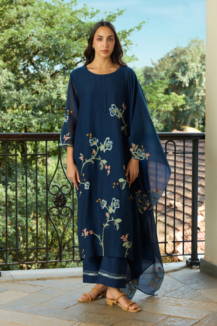 Midnight Blue Applique Kurta Set