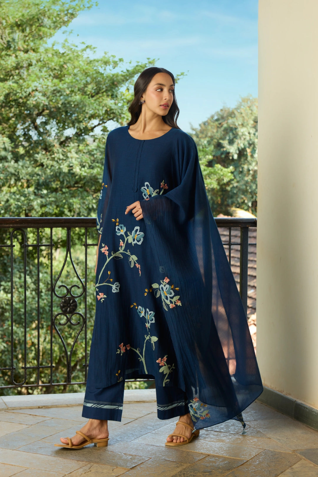 Midnight Blue Applique Kurta Set