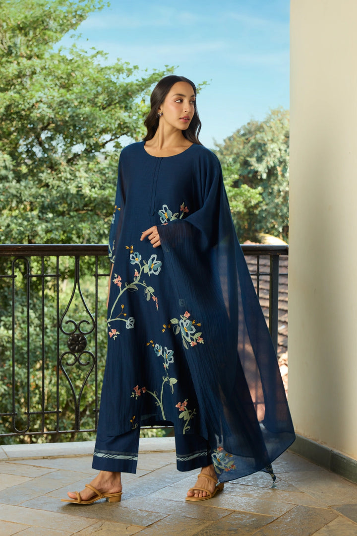 Midnight Blue Applique Kurta Set