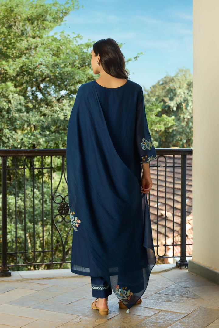 Midnight Blue Applique Kurta Set