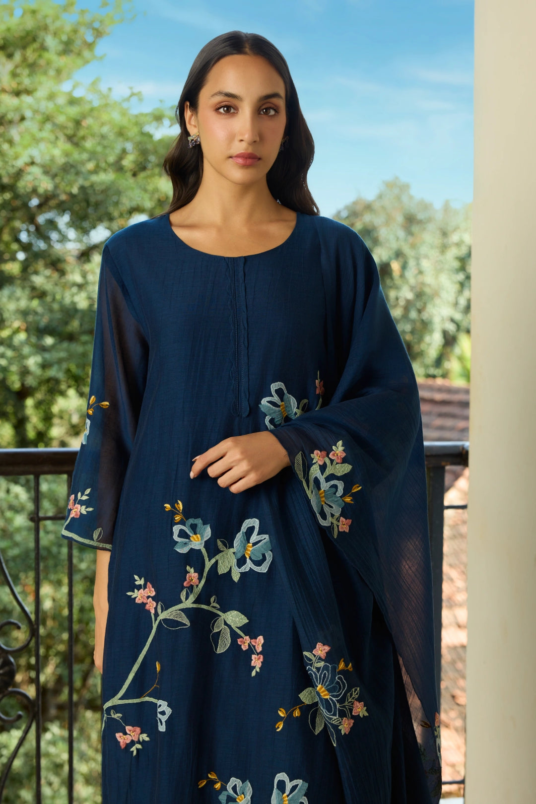 Midnight Blue Applique Kurta Set