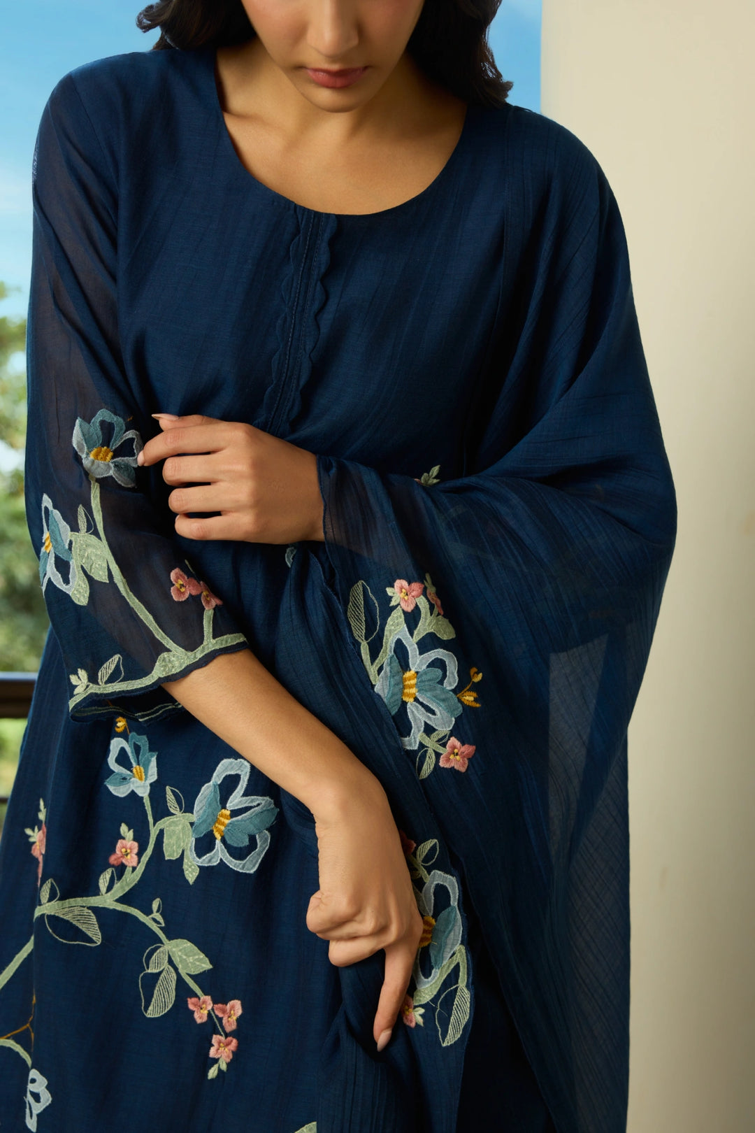 Midnight Blue Applique Kurta Set