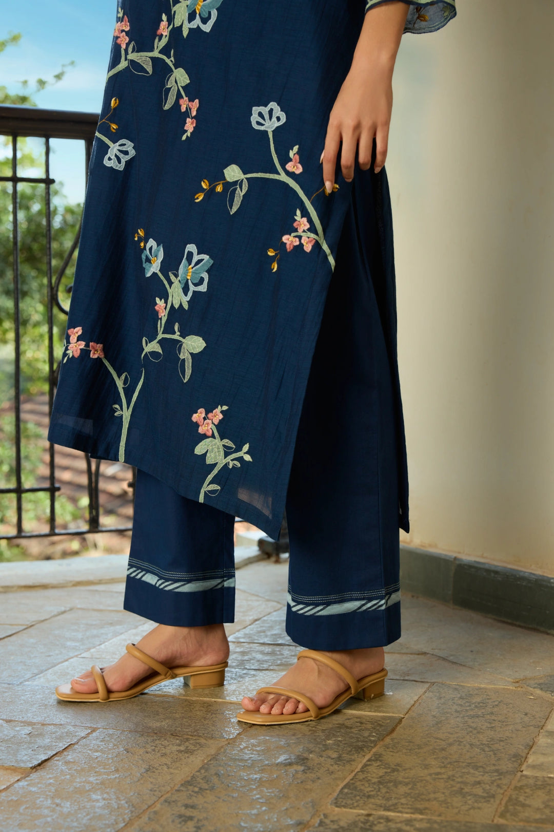 Midnight Blue Applique Kurta Set