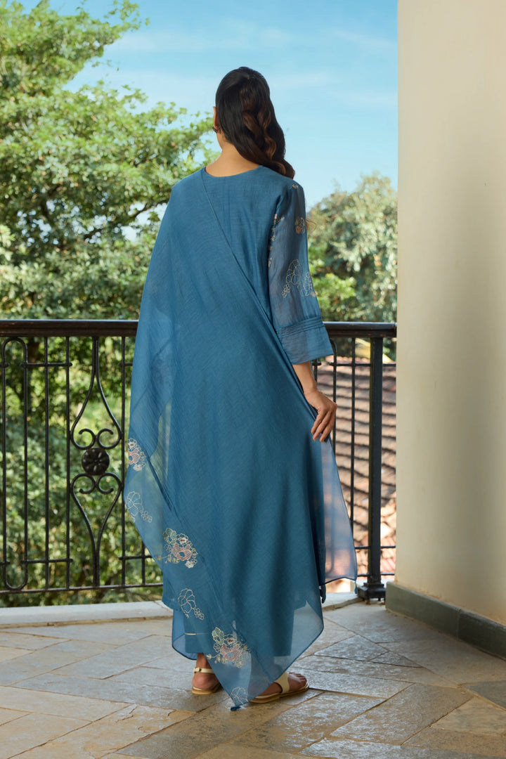 Indigo Thread Embroidered Kurta Set