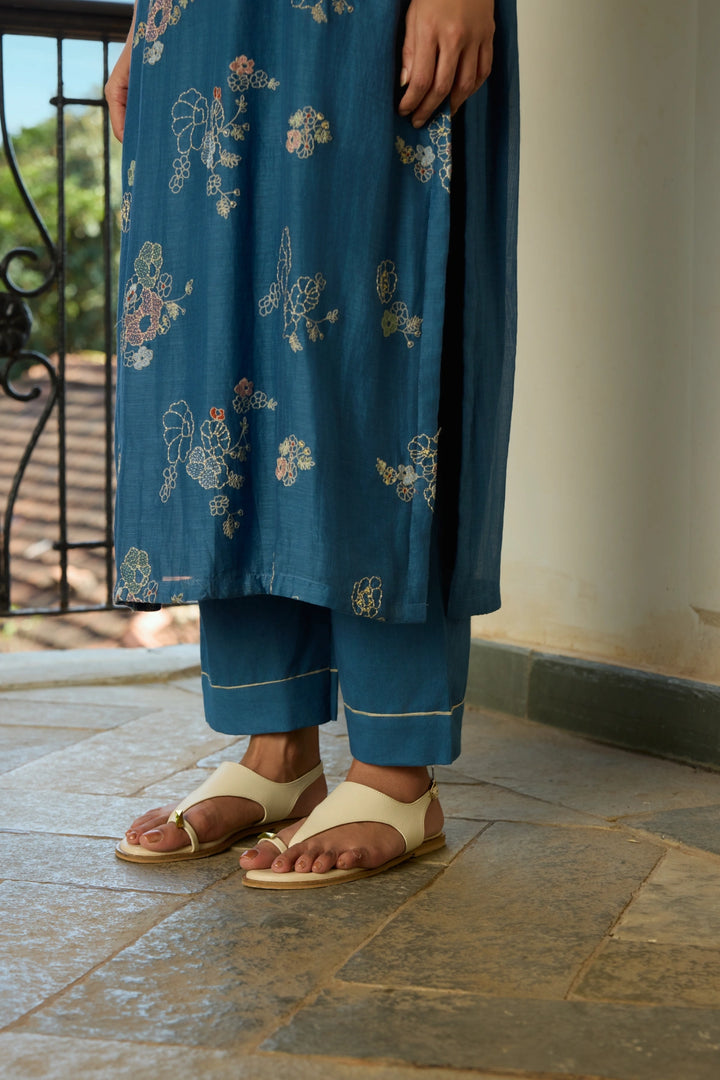 Indigo Thread Embroidered Kurta Set