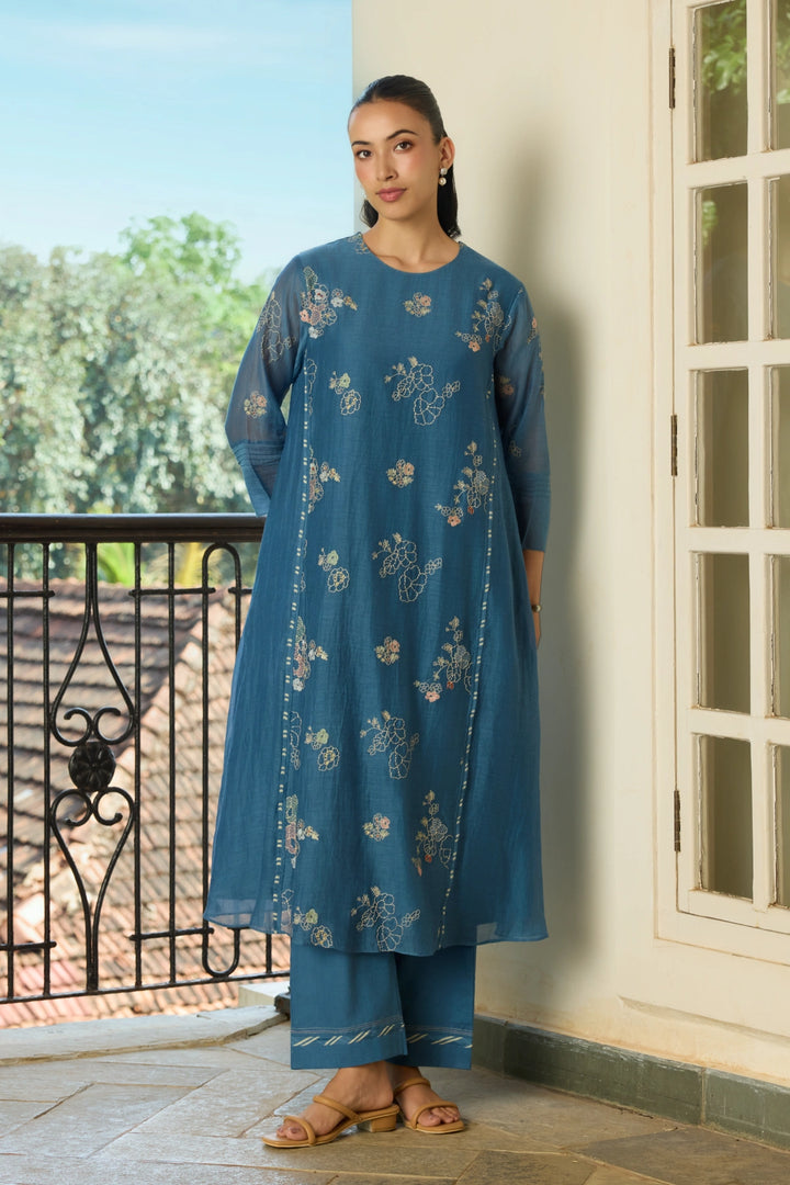 Indigo Thread Embroidered Co-ord set
