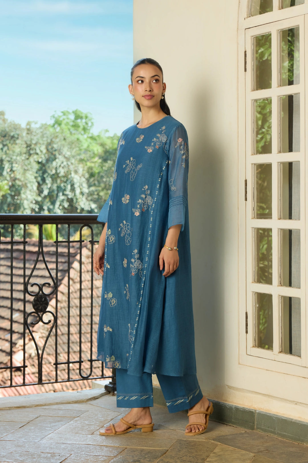 Indigo Thread Embroidered Co-ord set