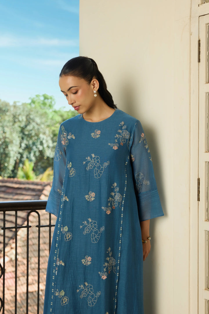 Indigo Thread Embroidered Co-ord set