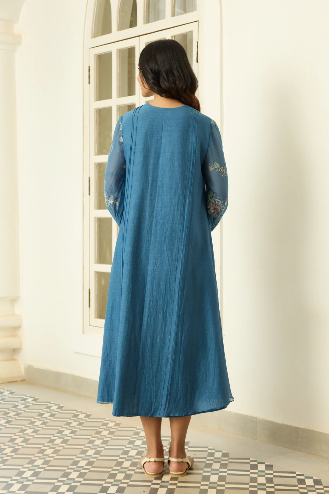 Indigo Thread Embroidered Dress