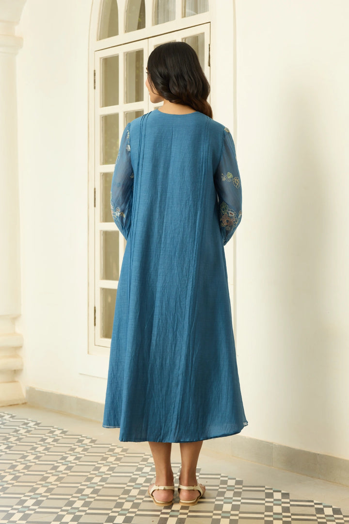 Indigo Thread Embroidered Dress