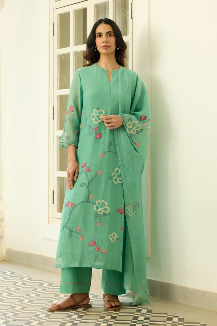 Mint Applique Kurta Set