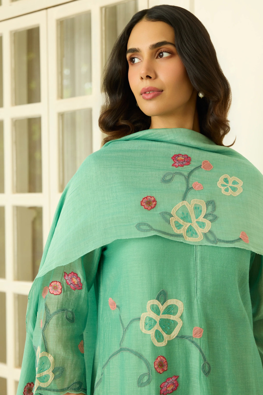Mint Applique Kurta Set