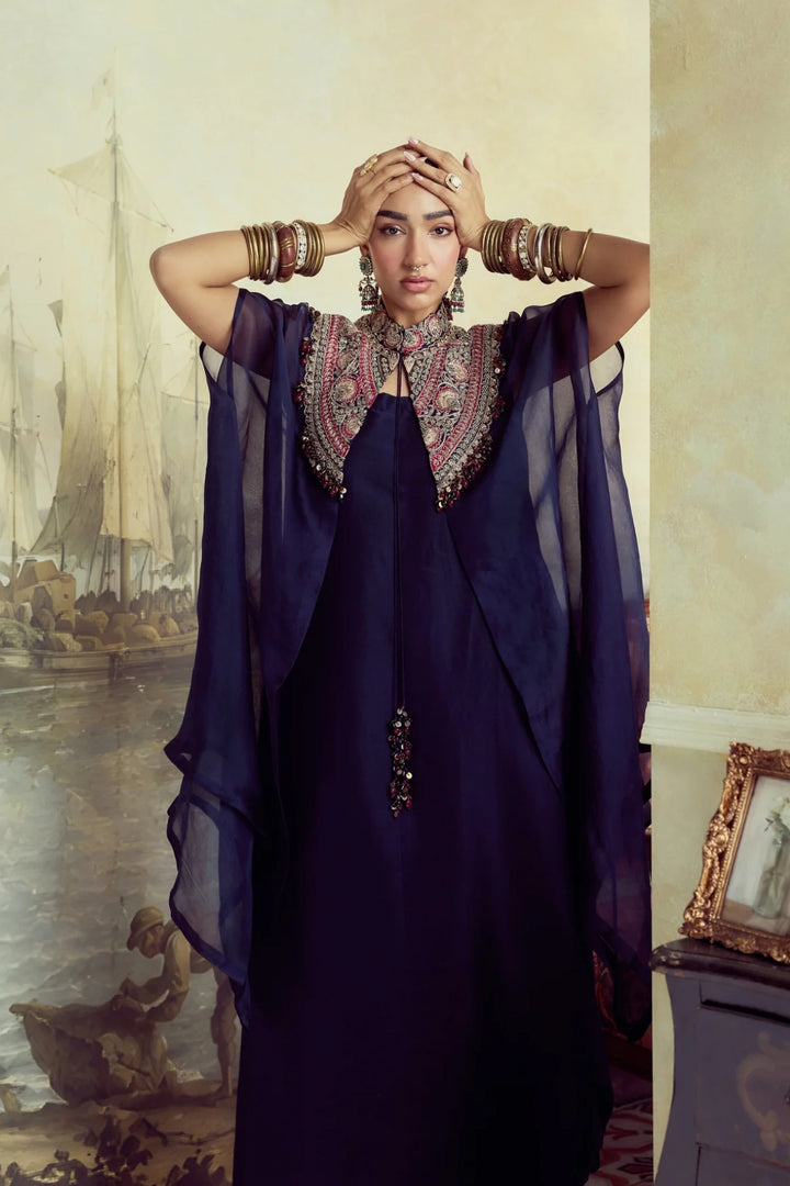 SN Kalamkari Organza Cape Set