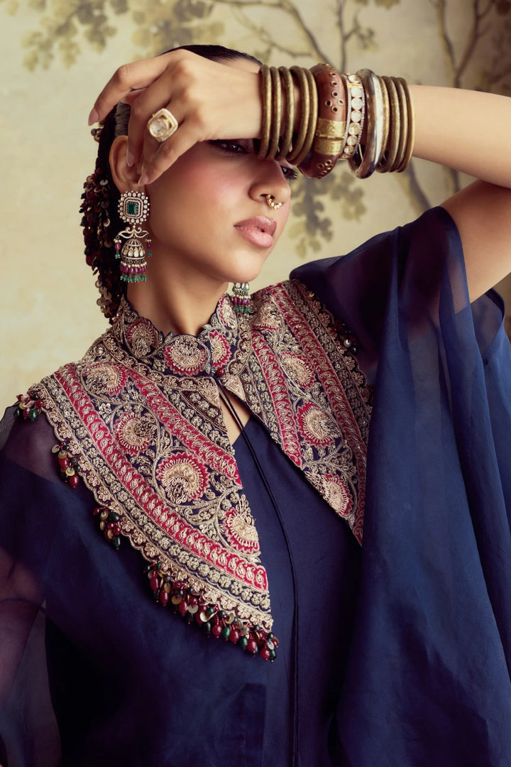 SN Kalamkari Organza Cape Set