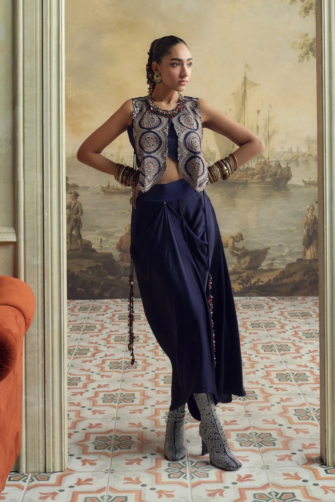 RS Kalamkari Gilet Set