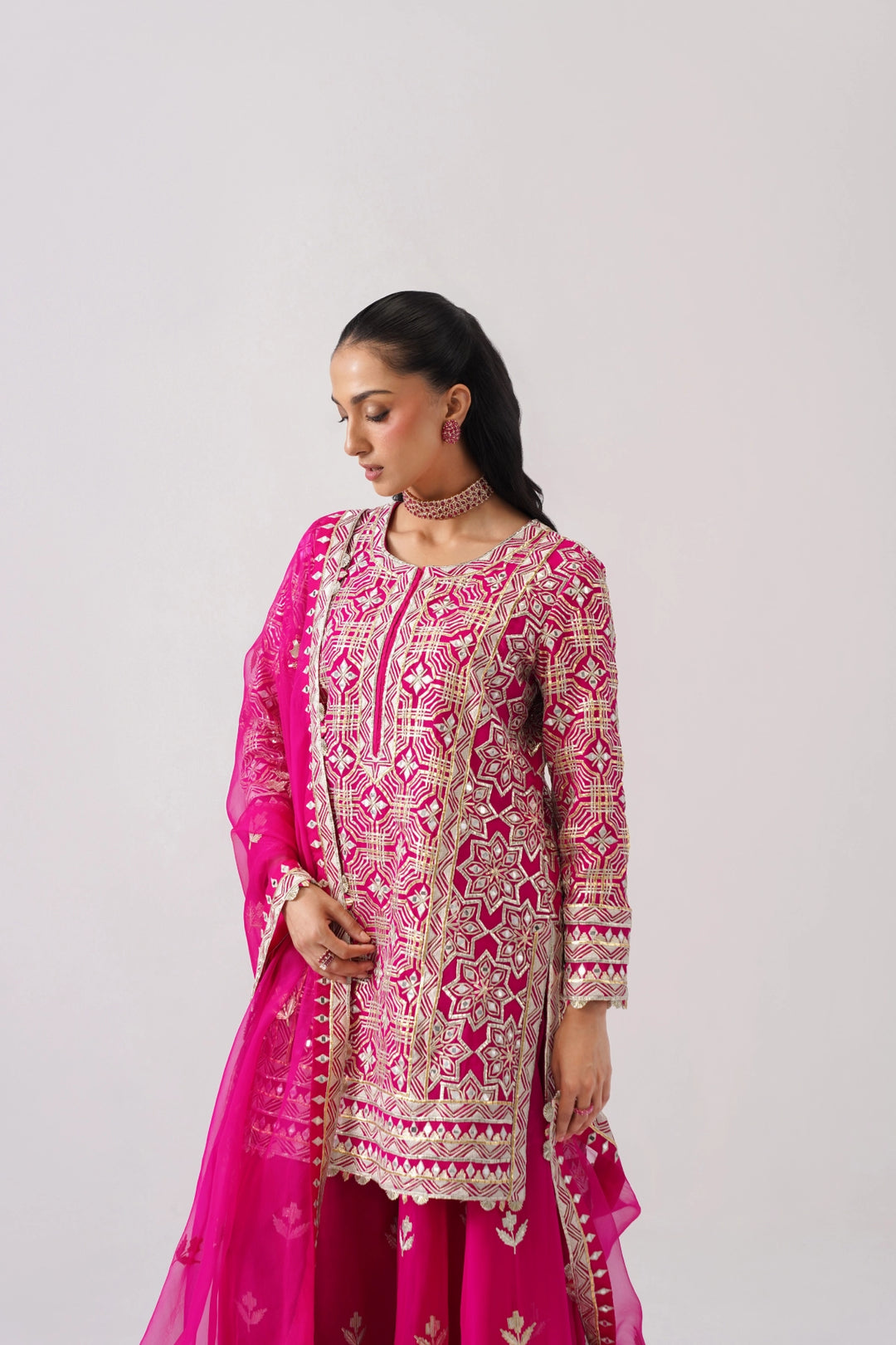Fuchsia Pink Sharara Set