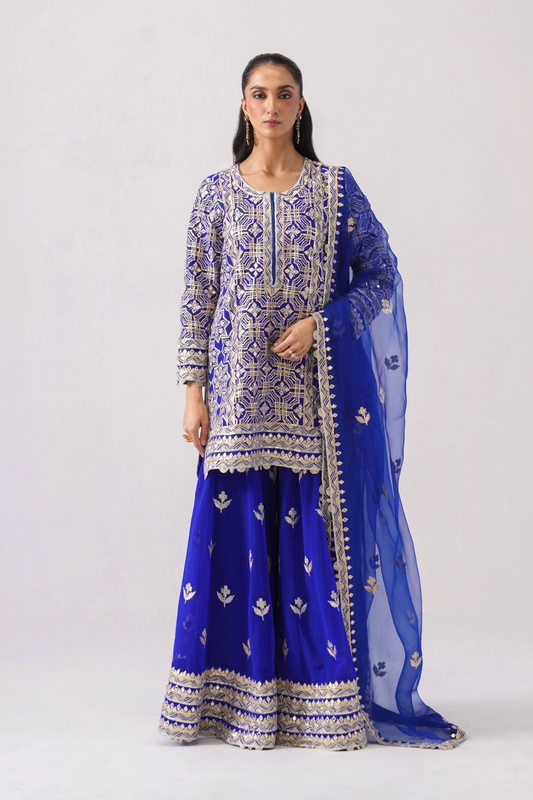 Dark Blue Sharara Set