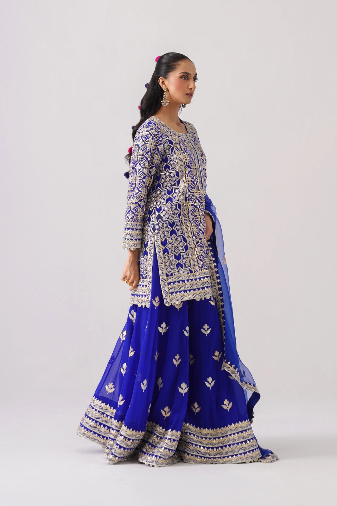 Dark Blue Sharara Set
