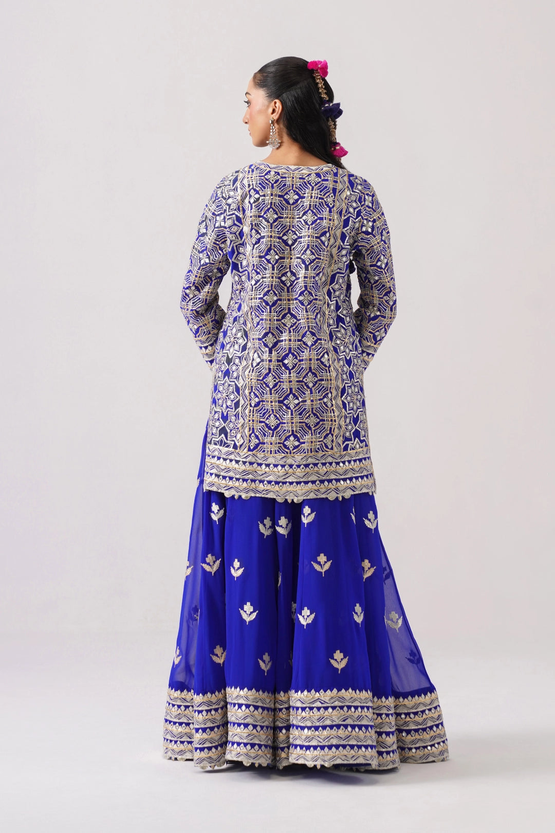 Dark Blue Sharara Set