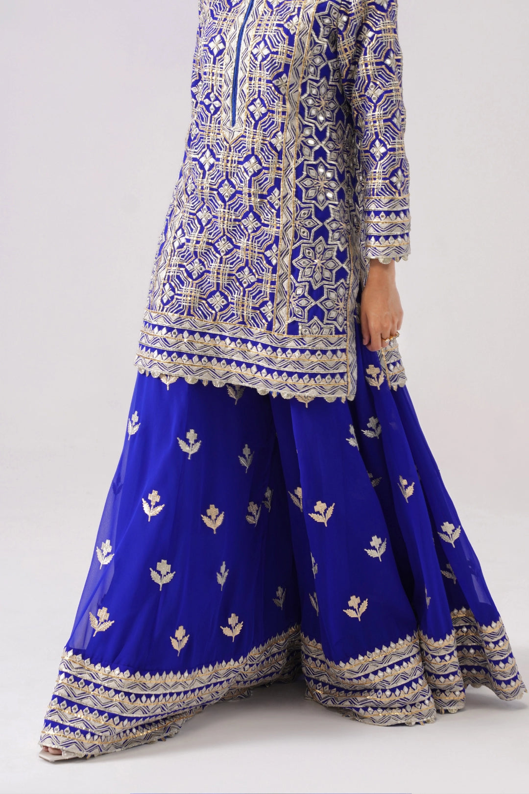 Dark Blue Sharara Set