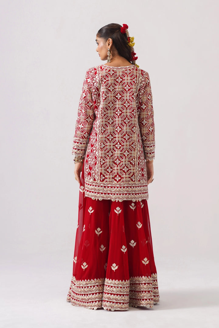 Red Sharara Set