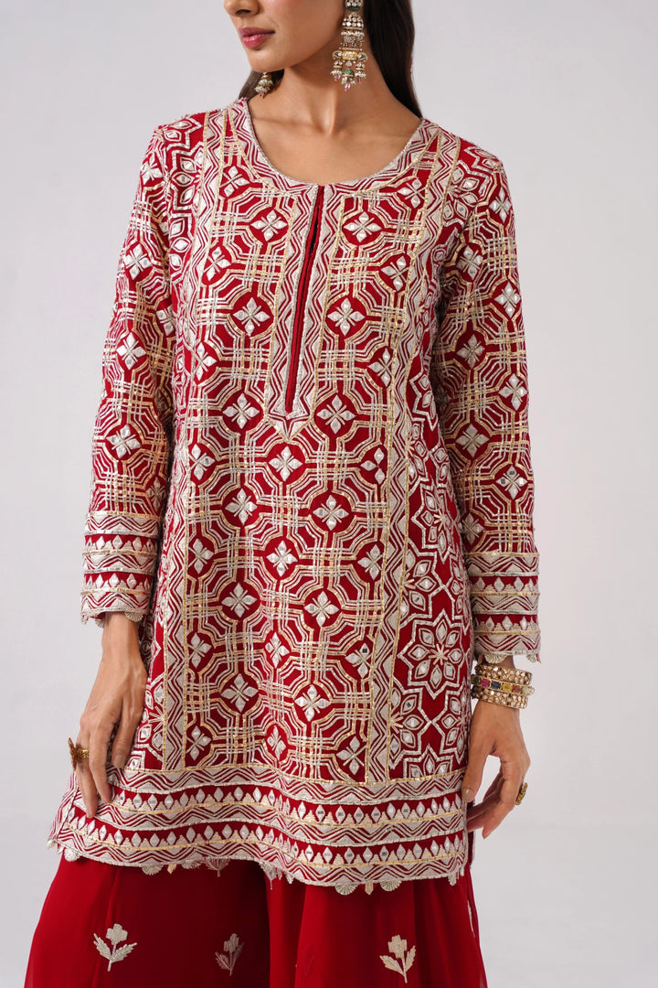 Red Sharara Set
