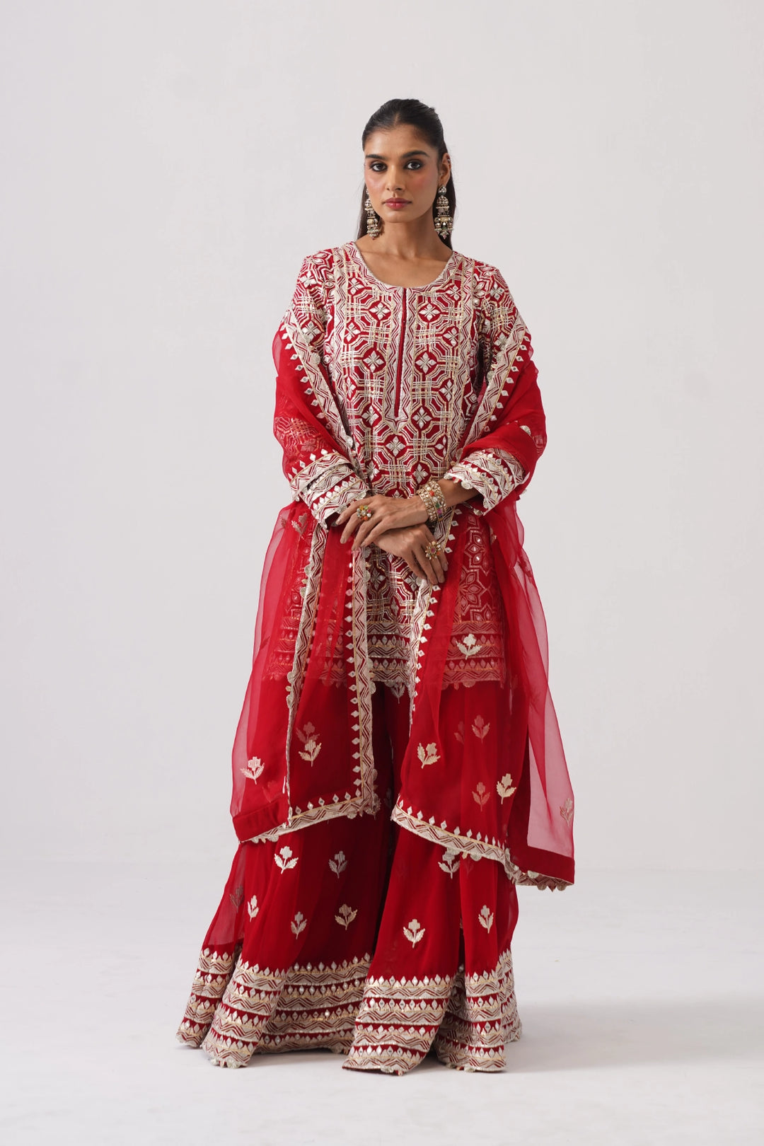 Red Sharara Set