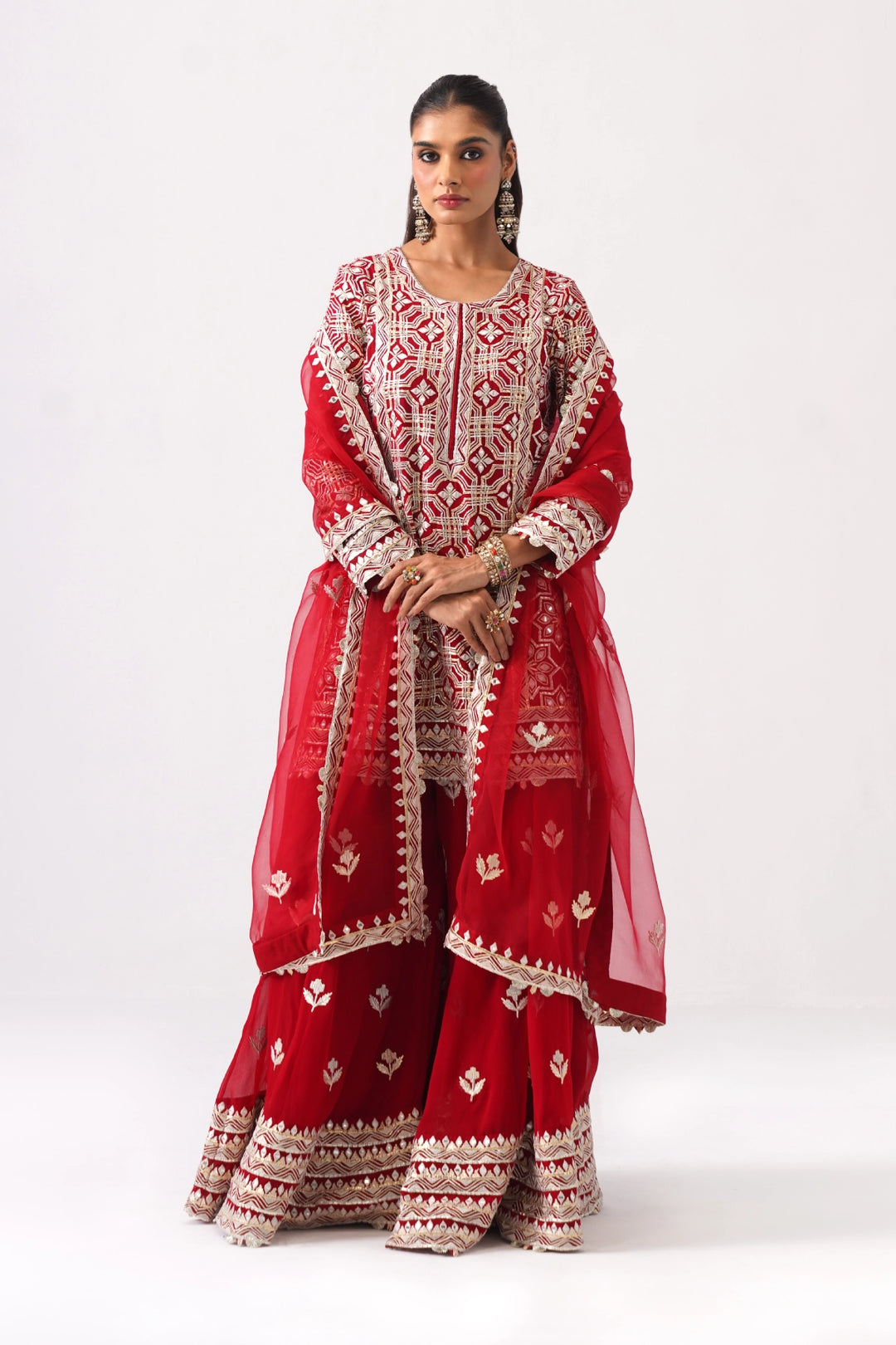Red Sharara Set
