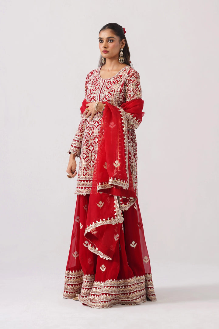 Red Sharara Set