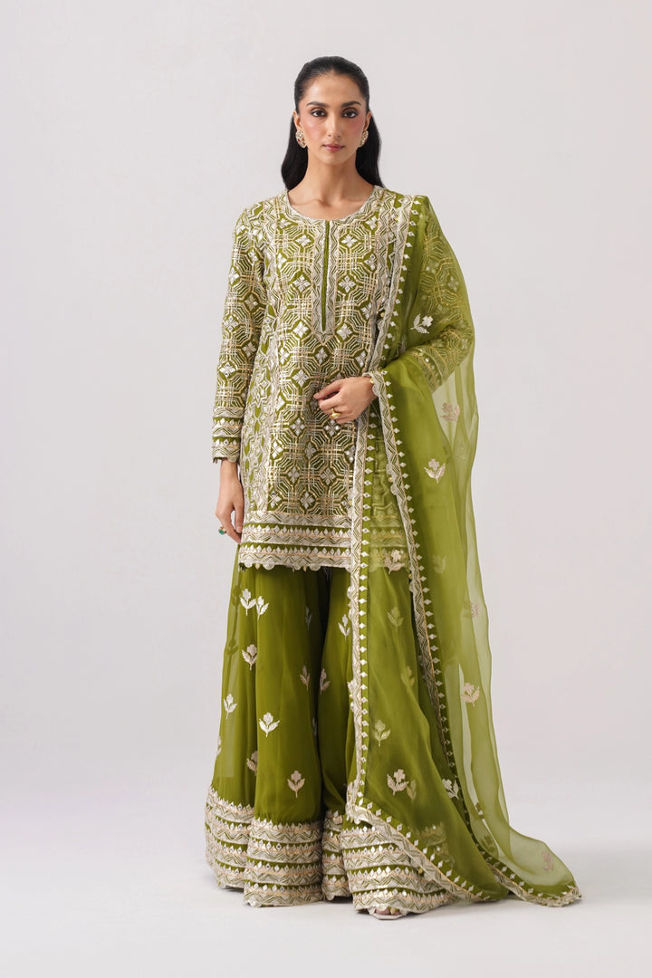 Mehandi Green Sharara Set