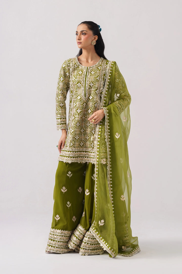 Mehandi Green Sharara Set
