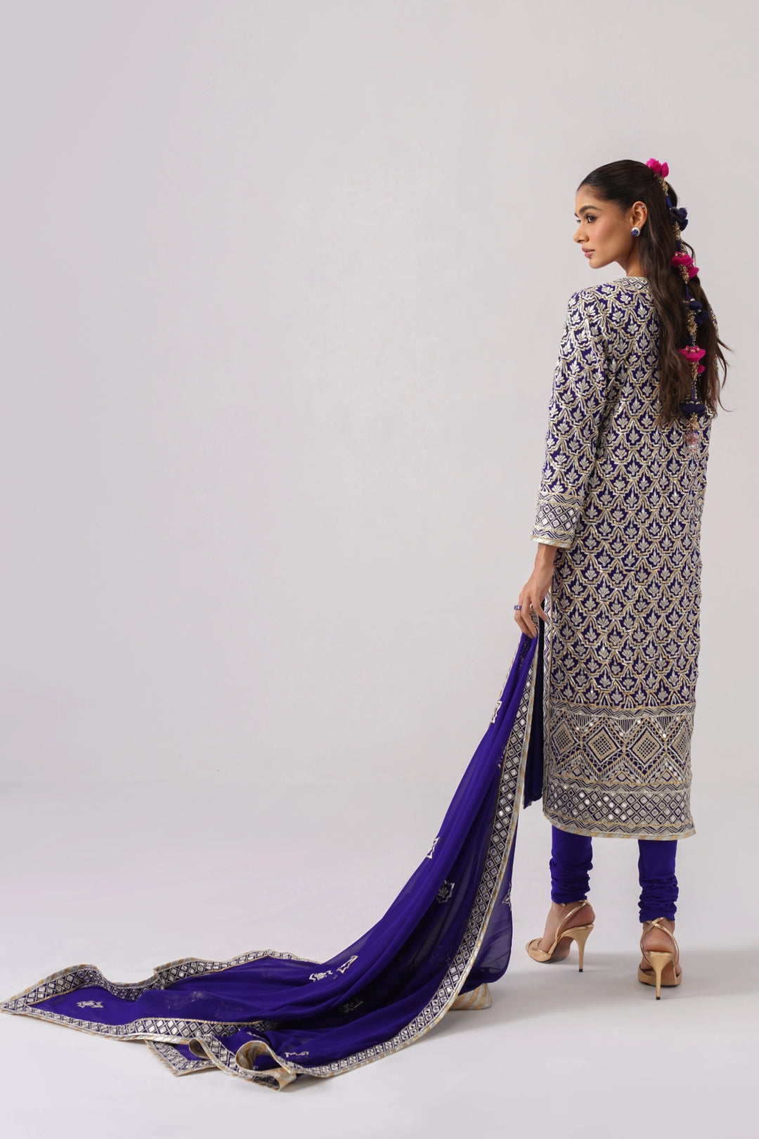 Dark Blue Long Kurta Set