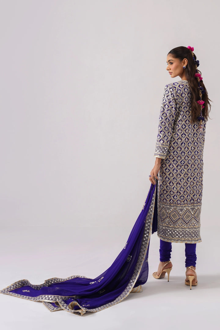 Dark Blue Long Kurta Set