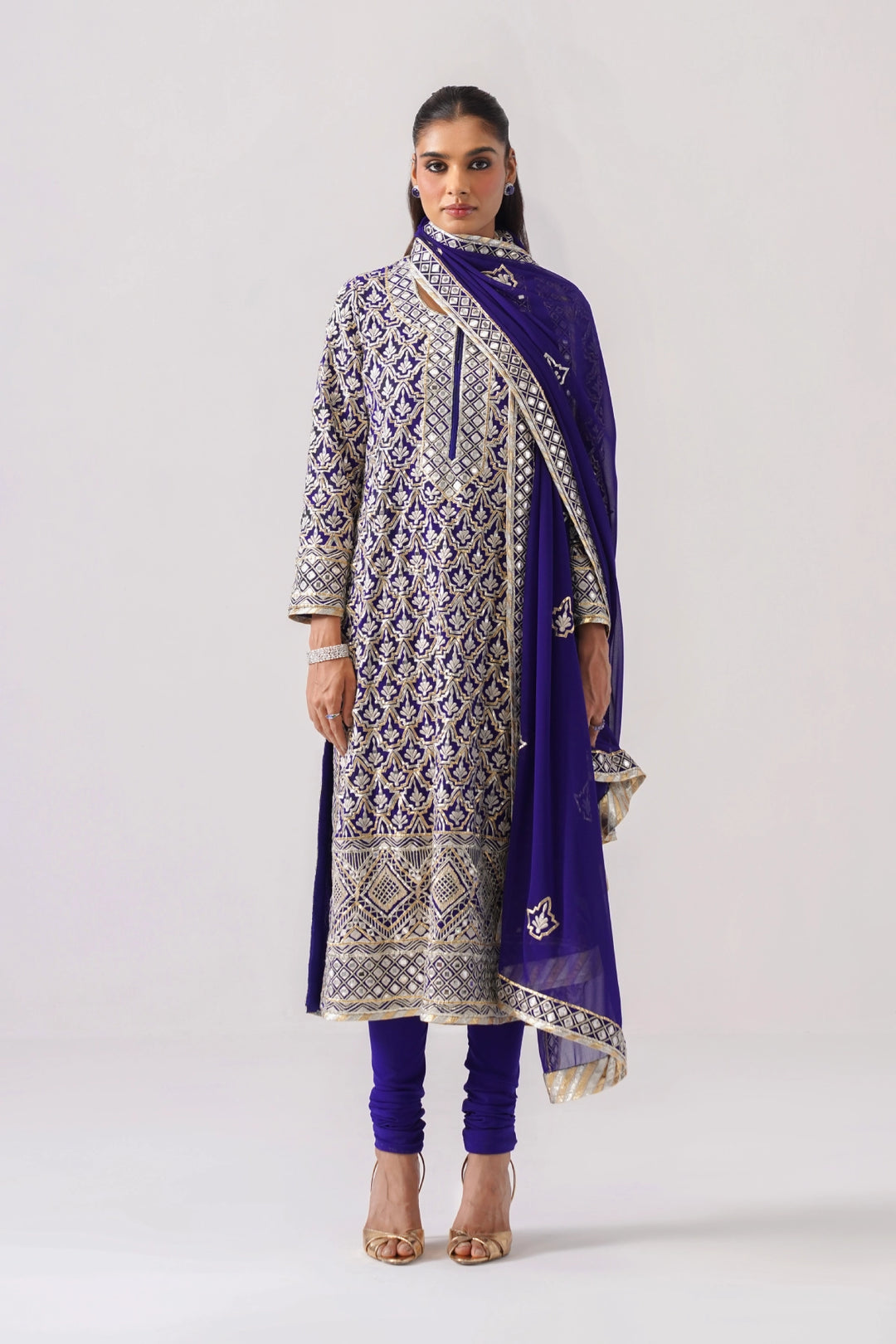 Dark Blue Long Kurta Set
