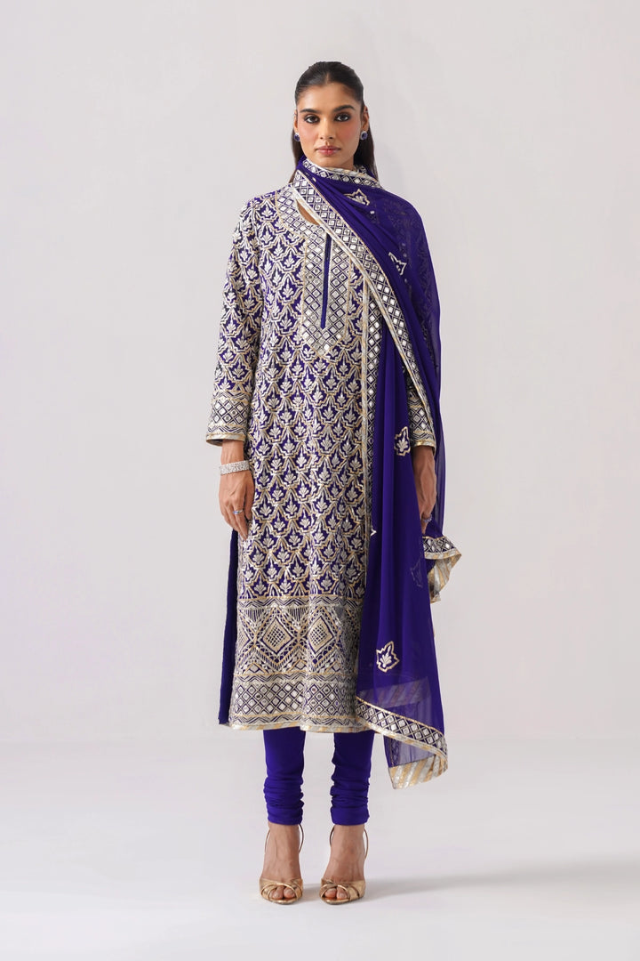 Dark Blue Long Kurta Set