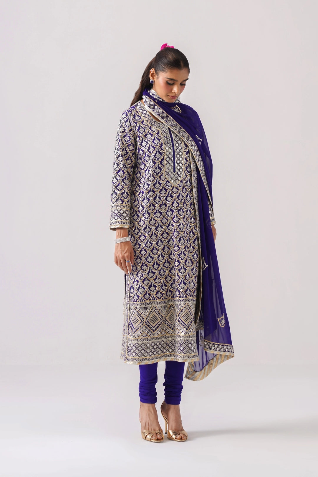 Dark Blue Long Kurta Set