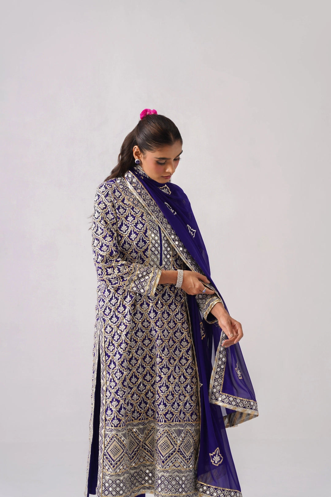 Dark Blue Long Kurta Set