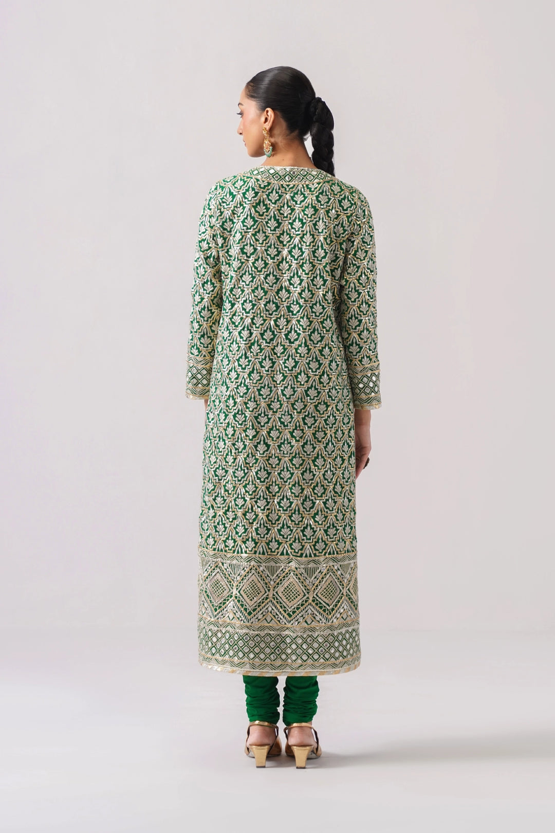 Dark Green Long Kurta Set