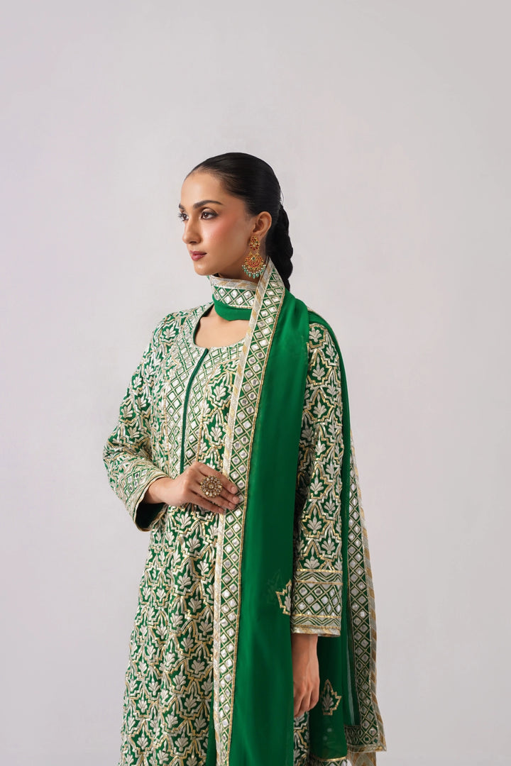 Dark Green Long Kurta Set