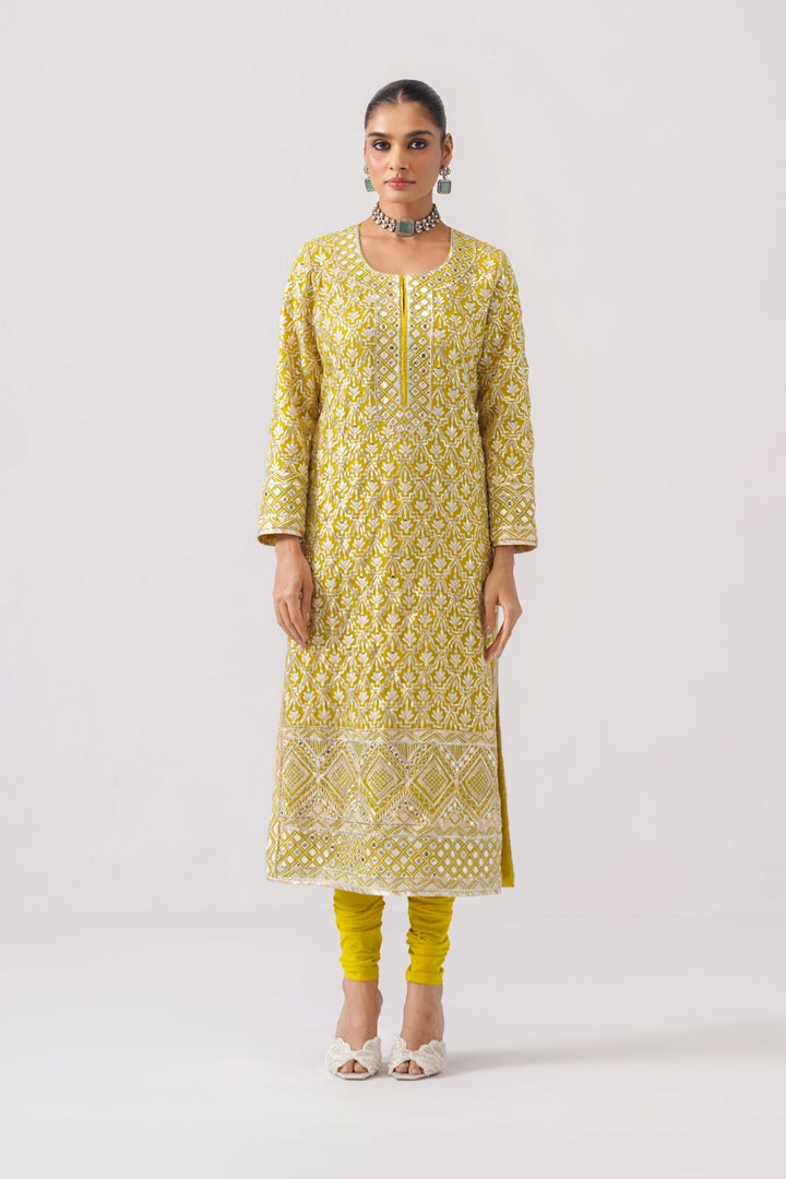 Mustard Yellow Long Kurta Set
