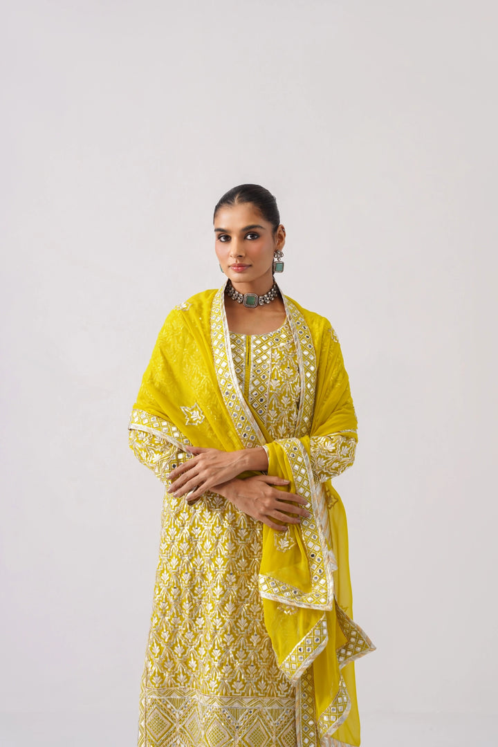 Mustard Yellow Long Kurta Set