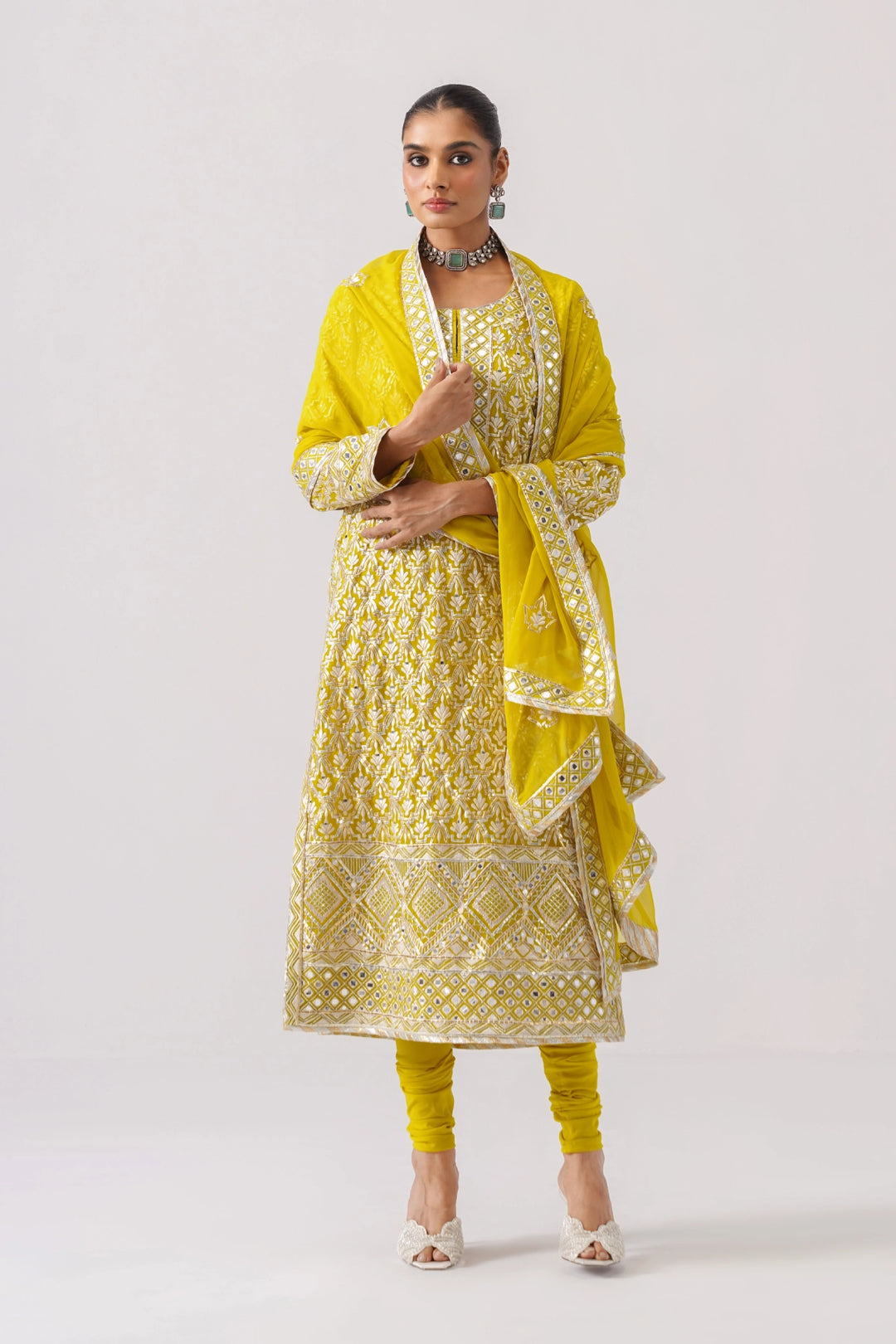 Mustard Yellow Long Kurta Set
