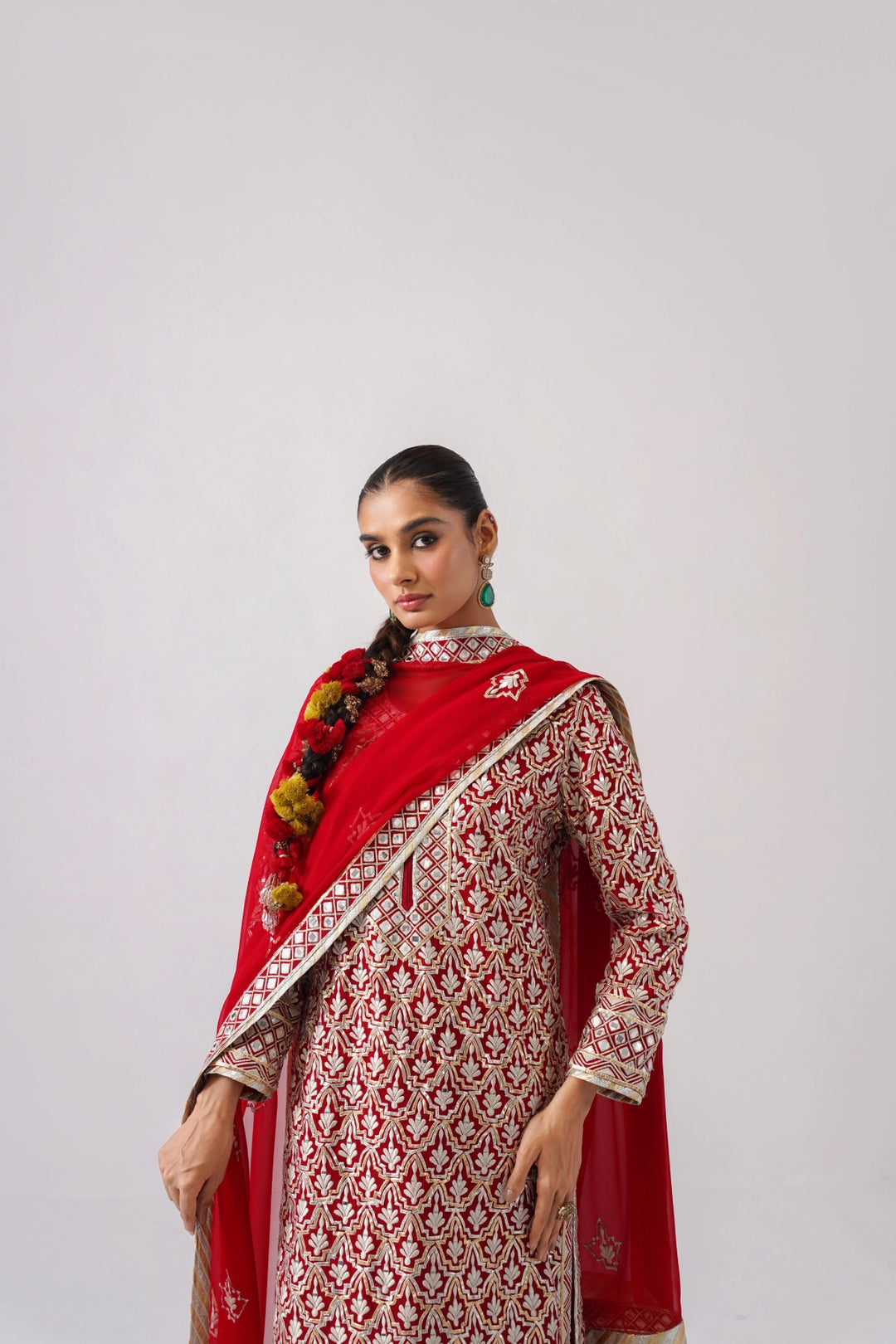 Red Long Kurta Set