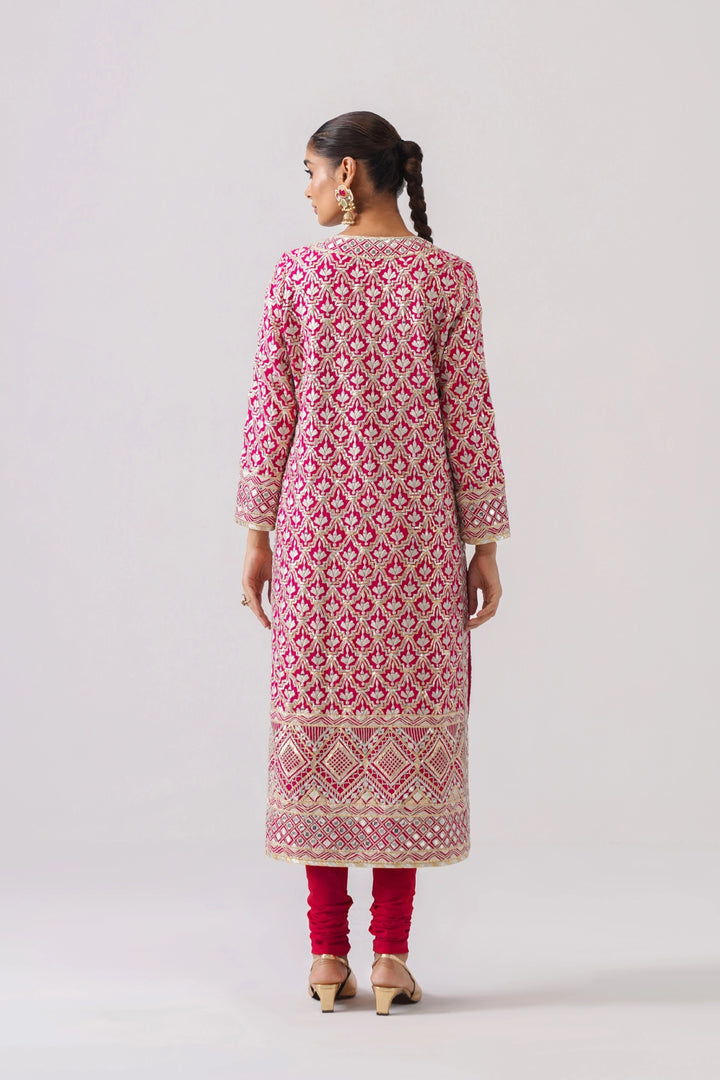 Fuchsia Pink Long Kurta Set