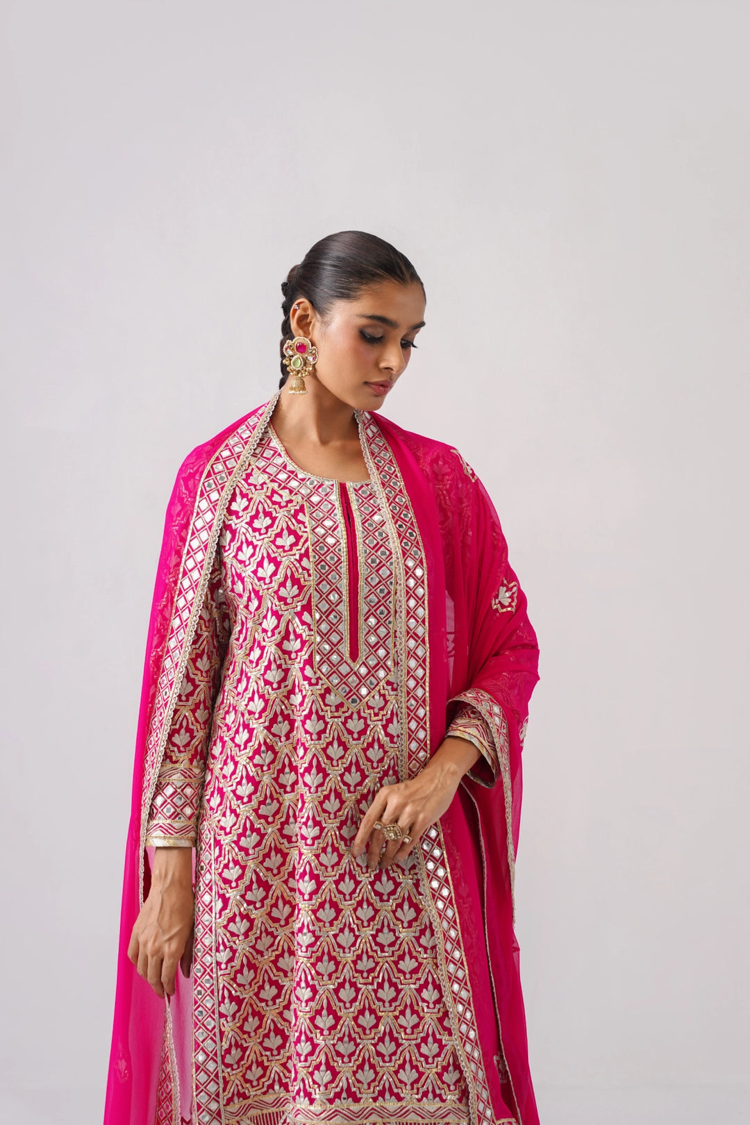 Fuchsia Pink Long Kurta Set