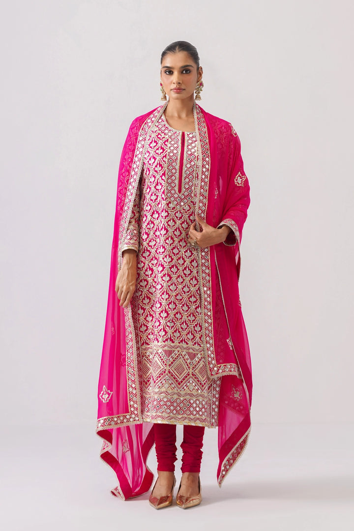 Fuchsia Pink Long Kurta Set