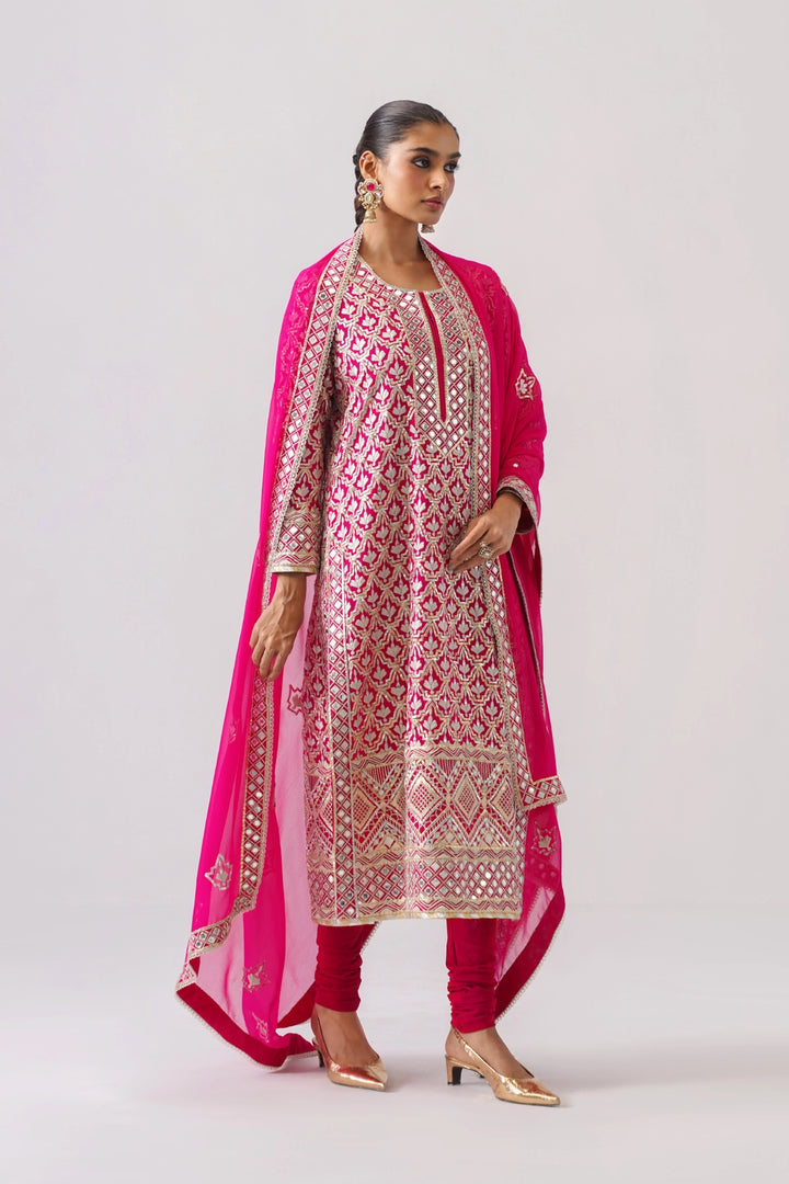 Fuchsia Pink Long Kurta Set