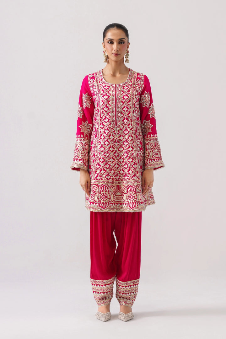 Fuchsia Pink Short A-Line Kurta Set