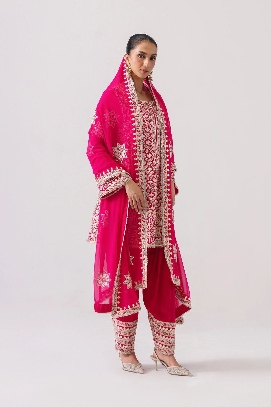 Fuchsia Pink Short A-Line Kurta Set