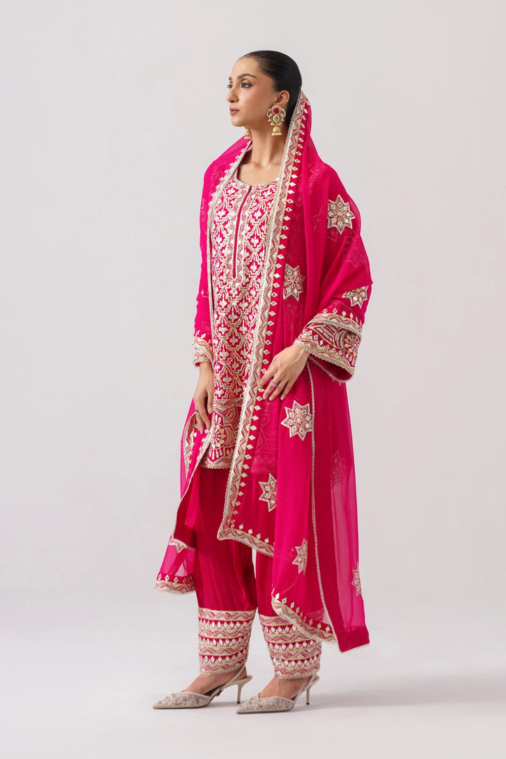 Fuchsia Pink Short A-Line Kurta Set